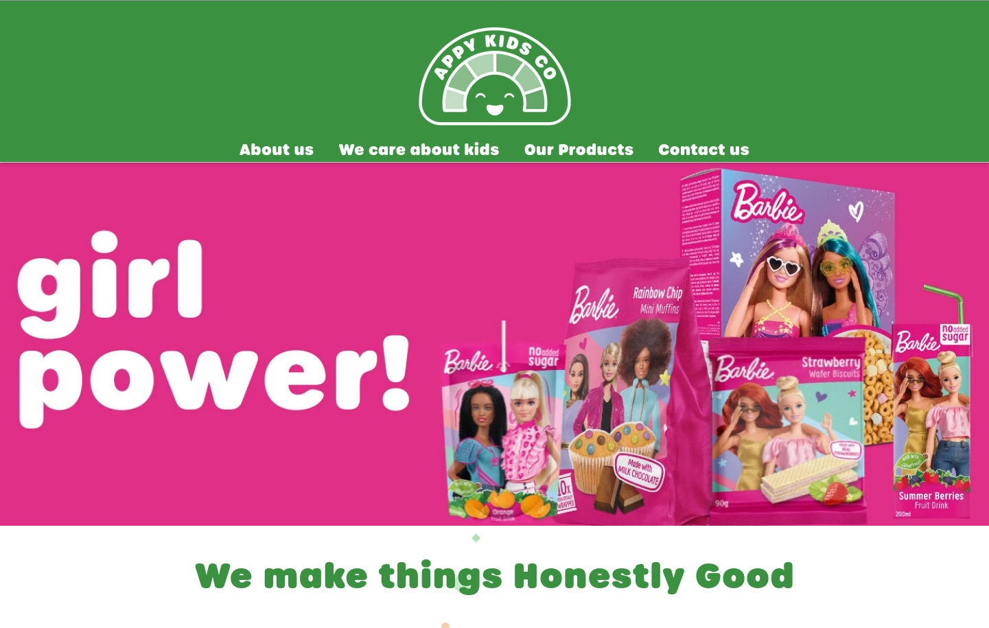 a screenshot of the website. it features food products that feature licensed brands.